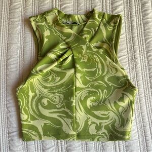 Zara | Green Swirl Twist Crop Top
